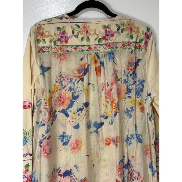 Aratta Silent Journey Collection Midi Dress Large NWT Cream Embroidered Florals - Picture 11 of 16